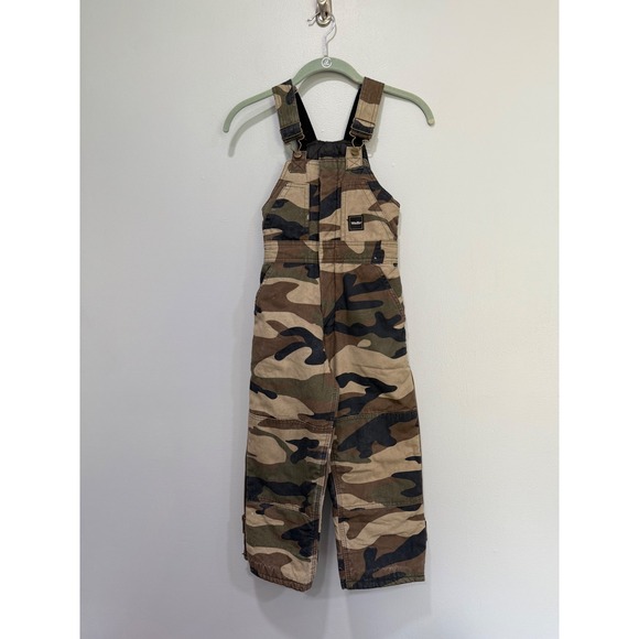 Walls Kids Camo Overalls Size 6/7 Grow System Quilted Insulated Pockets - Picture 1 of 11